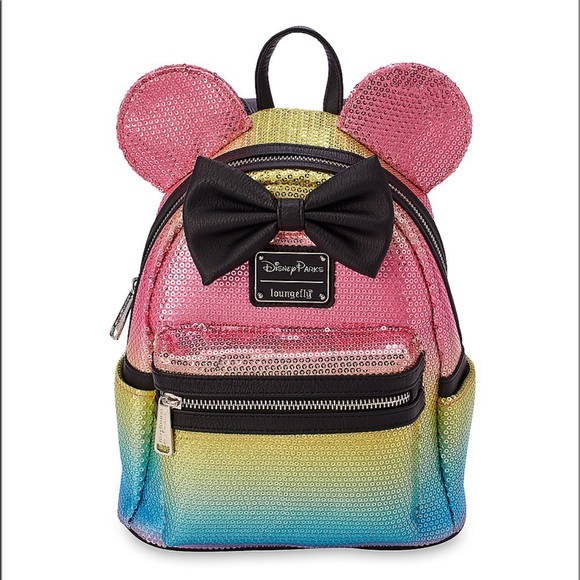 Disney Handbags - Loungefly Minnie Sequined  Backpack Bow Rainbow